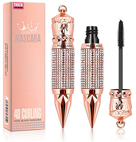 Wimperntusche Wasserdicht und langlebig, 4D-Seidenfaser-Wimperntusche Volumen und Länge Augen-Make-up Sparkling Diamond Mascara