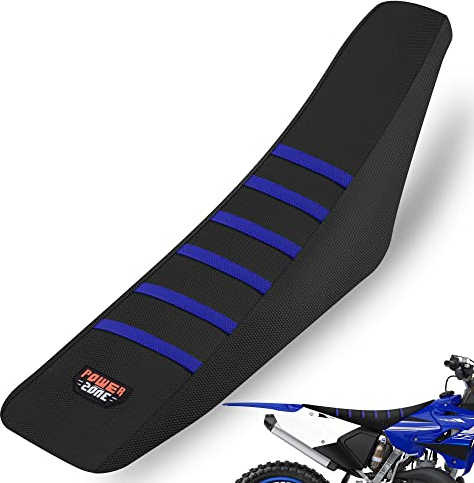 MCHMFG Funda de Asiento Universal para Motocicleta con Agarre a Rayas de Goma Antideslizante y Costura Suave para CRF WR WRF RMZ YZF SXF EXC XC SX CR KLX, Motocross, minimotos y Todoterreno, Azul