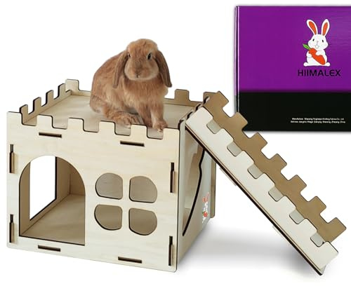 HIIMALEX Castillo de Conejo Extra Grande y Resistente para Conejos de Interior, casa de Juegos con escaleras, Bordes Redondos, hábitats Desmontables para Conejo, Erizo, cobaya, Chinchilla, hámster,