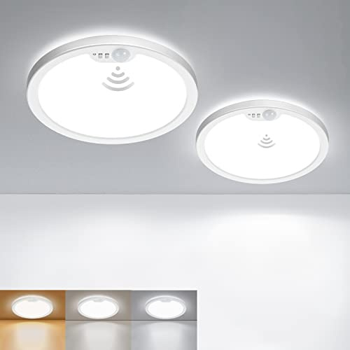 Matane -2 stk.- 18W LED Deckenleuchte mit Bewegungsmelder Innen 22cm Rund | Bewegungssensor Flach Deckenlampe Warmweiß/Neutralweiß/Kaltweiß für Flur Küche Badzimmer Balkon Keller Garage Treppe