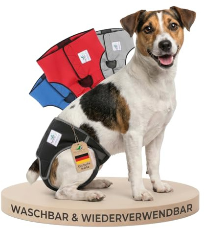 NATURE PET Premium Läufigkeitshose für Hündinnen – Hochwertige & Bequeme Hundewindeln für Hündinnen & Rüden – Waschbare Inkontinenz-Hundewindel ohne Einfädeln der Rute – S/Netz