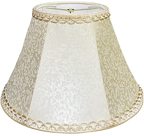 TOOTOO STAR Beige bell lamp shade, 8.75 top x 17.75 bottom x 11 straight height spider shade for Floor Light and Table Lamp, bohemian style decorative light yellow floral pattern