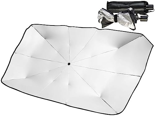 Lescars Auto Schirm: Wärmeisolierender Sonnenschutz für die Autoscheibe, 125 x 65 cm, UV50+ (Sonnenschutz Pkw, Frontscheibe, Kfz)
