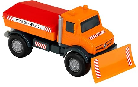 Theo Klein 3801 Mercedes-Benz Unimog Winterdienstfahrzeug Für Innen- und Außenbereich Maßstab 1:24 offizielles Lizenz-Produkt Spielzeug für Kinder ab 3 Jahren