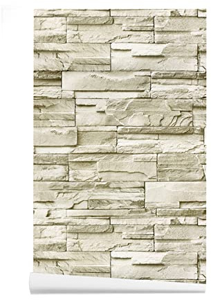 jackfru Selbstklebend Tapete 3D Wandaufkleber Vintage Backstein Stein tapeten 45cm X 6M Dekorative Aufkleber für Möbel Küche Fensterbank Schrank Wasserdicht Tapete (Vintage-Farben I)
