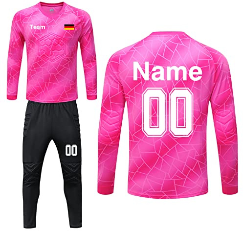 LAIFU Torwarttrikot Personalisieren Torwarttrikot Set für Herren Kinder Torwart Trikot mit Nummer Name Team Logo