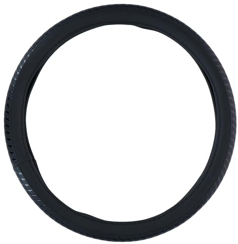 Dunlop Auto Lenkradbezug 38 cm - Geeignet für Lenkräder 37-39 cm - Komfortabler Griff - Anti-Rutsch - Auto Deko - Kunstleder - Schwarz/Rot
