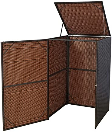 Décoshop26 Abri de Poubelle extérieur conteneur à ordures en rotin Poly Marron 120 litres 04_0002858