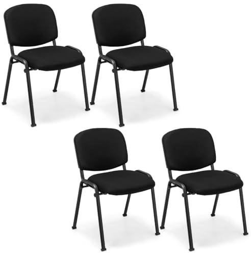 COSTWAY Set of 2/4/5/6/10 Stackable Reception Chairs, Upholstered Armless Office Meeting Conference Chair, Computer Desk Seat Guest Visitors Chairs for Home Office (56 x 61 x 80 cm, 4PCS)