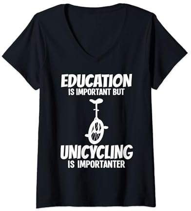 Einrad Fahrrad Lustiges Training Lernen Radfahren T-Shirt mit V-Ausschnitt
