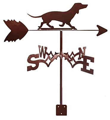 Weathervane Dachshund Avión aullando Lobo Aullando Vane de viento de acero inoxidable para patio al aire libre, veleta de hierro forjado, indicador de dirección del viento con soporte de montaje para
