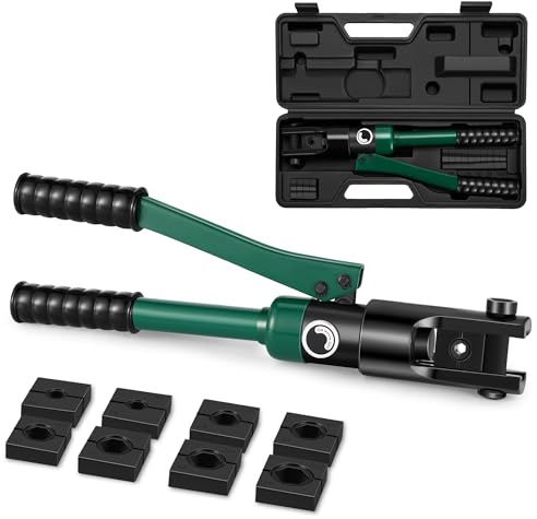 Dechengbao Pince à sertir hydraulique pour cosses de câble 10-120 mm², kit d'outils pour câbles de borne électrique avec 8 matrices (outil de sertissage 10-120 mm²)