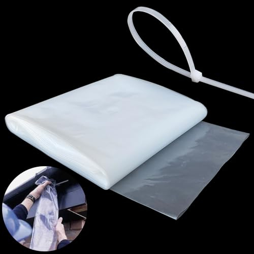 Tuyau de Gouttière de Rechange 20cm x 10m Tuyau de Descente Provisoire Avec 4 Attaches de Câble Gouttières Tuyau Drain de Gouttière Stable et Doux Convient Pour le Raccordement de Tuyaux (10M)