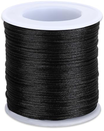 Nylonschnur für Armbänder, 0,8mm x 100m Schwarze Nylonfaden Satinschnur, für Armbänder Kordel Bulk Perlenfaden Handwerk Freundschaftsarmband, Halskette Geflochten, Schmuckherstellung und DIY Basteln
