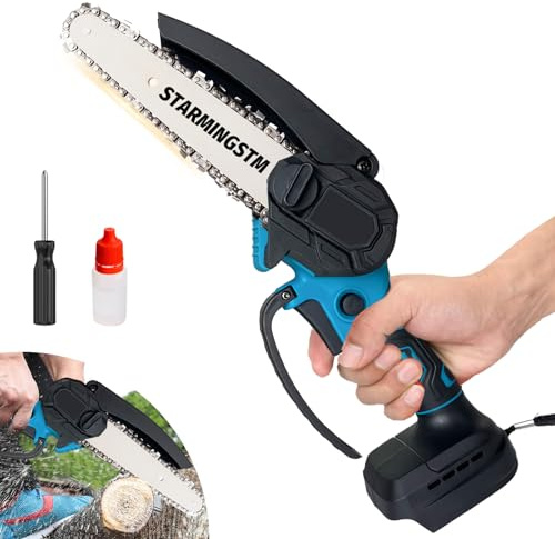 Mini Kettensäge Ersatz für Makita DUC101Z Akku-Astsäge, 6 Zoll Akku Kettensäge Mit 1 Ketten, kleine Ölflaschen,Handkettensäge Akku für Gartenscheren Astschere Holzschneidenz（Ohne Akku）
