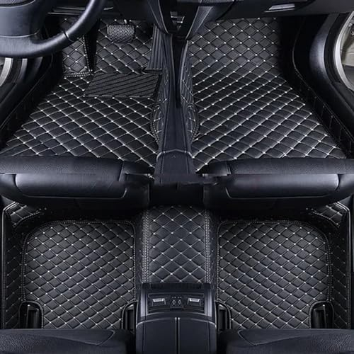 Lmmdhi Pu-Leder-Auto-Fußmatten für VW Golf 7 MK7 2015-2020,vollständige Abdeckung Vorne und Hinten,Linkslenker,B-Black Red
