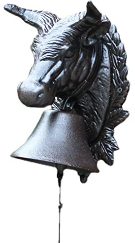 MOMCO Vintage-Türklingel, manuelle Türklingel, Retro-Stierkopf-Türklingel, Vintage-Antike-Glocke, Bauernhaus-Stil, Dekoration für Außenhaus, Gusseisen-Wandornamente