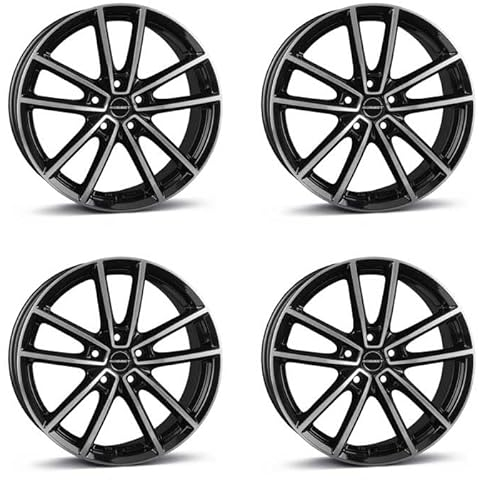 4x Borbet Felgen W 7x17 ET43 5x112 black polished glossy kompatibel mit VW Beetle Caddy Cross Touran e-Golf Eos Golf Jetta Passat Tiguan