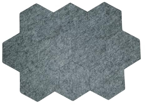 DEWEPRO Noiseflex Conso Akustikplatte – 10 Stück Hexagon Schallabsorber in Grau (29x2,5 cm) – Effektive Schalldämmung – Nachhaltige PET-Materialien – Einfache Montage – Made in Germany