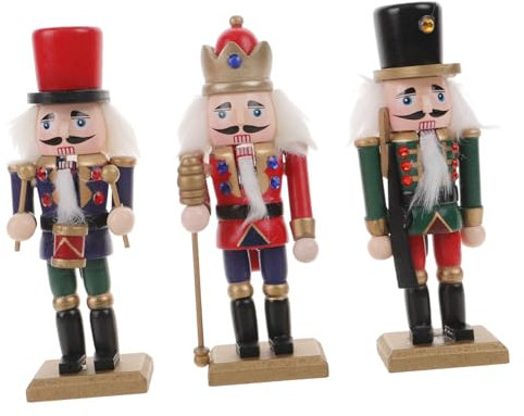 IMIKEYA Ensemble de 3 Figurines en Bois de Soldats pour Décoration de Bureau, Ornements Mignons pour Décoration de Noël, pour Chambre D’Enfants
