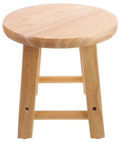 TINEASUR Tabouret en Bois Massif 25x25 Cm Pied Carré Tabouret Compact en Bois Naturel Léger Et Facile à Déplacer Adapté Aux Garçons Et Filles pour Salle De Bain Et Chambre Et Marchepied Polyvalent