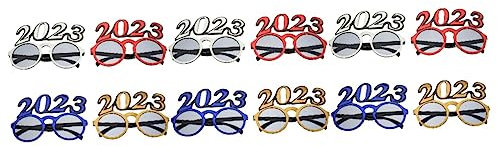 Ciieeo 12 Paare 2023 Brille Partyzubehör Für Kinder Frohes Neues Jahr Dekorationen Weihnachtsdekoration Halloween-brille Hawaiianische Partyartikel Cosplay-brille Fotogeschenk Stk