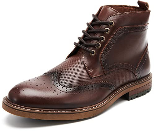 Arkbird Oxford-Stiefel für Herren, modisch, lässig, echtes Leder, Brogue-Chukka-Stiefelette für Herren, Light Coffee (819), 43 EU