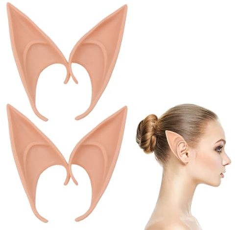 2 Stück Elfenohren, Elfenohren Latex Schmuck,Lange Elfenohren Latex, Cosplay Fairy Elfen Ohren, Karneval Halloween Kostüm Anime Party Cosplay Zubehör