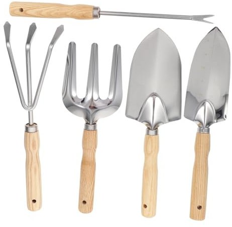 Happyyami 5piezas De Jardinería Mango De Pala y Tenedor para Plantar y Flores Casa y Jardín