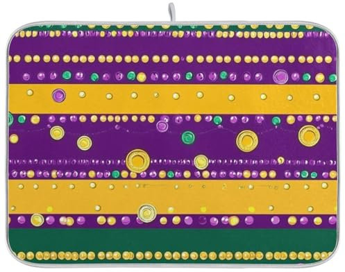 Saugfähige Matte zum Trocknen von Bauernhof Mardi Gras Karneval Münzen Perlen Matte für schnelles Trocknen Abtropfmatte Küchenzubehör für Arbeitsplatte