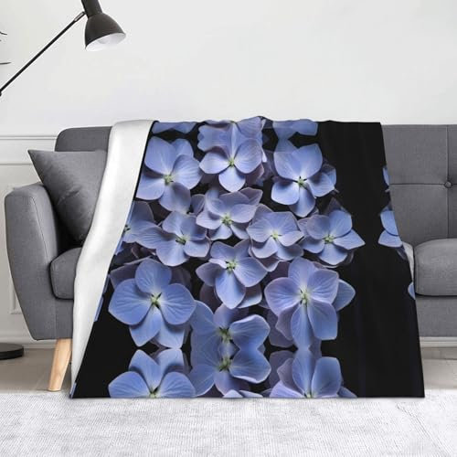 WZYWHJ Couverture imprimée hortensia mauve – Légère, chaude, confortable, douce, durable, pratique pour la maison, le repos en plein air