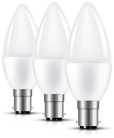 B15 Bayonet Candle Light Bulbs, Warm White 3000K, 40W Equivalent, 3Pack