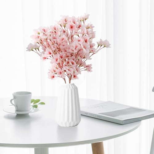 4 Stück Künstliche Kirschblüte Zweige 40cm Rosa Pfirsichblumen Kirschblüten | Künstliche Blumen Kirschblüten Artificial Fake Flowers Pfirsichblüte Fake Blumen für Hochzeit Party Zuhause Tisch Vase Dekor