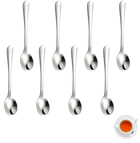 Lot de 8 Petite Cuillère,Petites Cuillères,Petite Cuillère à Dessert,Cuillere a Cafe,Mini Cuillères à Expresso en Acier Inoxydable,Petite Cuillere 7.5cm pour Pots à Épices,Poli Brillant,Lave-Vaisselle
