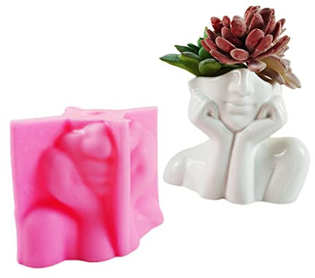Molde de silicona para macetas, hormigón, cemento, maceta, maceta, resina, epoxi, maquillaje, brochas