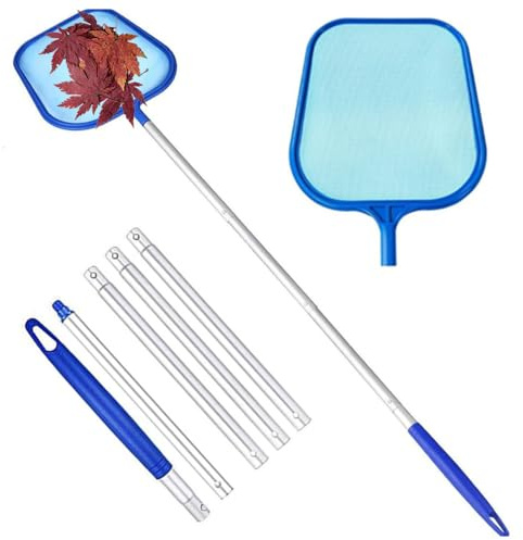 Wanfoou Swimming Pool Cleaning Net, Swimming Pool Skimmer Net, Adjustable Aluminium Telescopic Pole, Pond Nets for Cleaning, Fine Mesh Leaf Skimmer Netting for Garden Pond Hot Tub Net