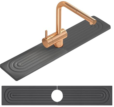 Jsleid Contour de Robinet Absorbant, Tour Evier Absorbant, Contour Robinet | Robinet Diatomite-Grande Taille 60 x 10 cm, pour Évier de Cuisine, Plans de Travail de Salle de Bain (Gris foncé)