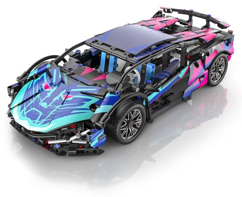 Technik Supersportwagen Klemmbausteine Set, 1:14 Rennwagen Modellauto, 806 Teile Modellbausatz, Detailreicher Sportwagen Baukasten, Konstruktionsspielzeug Geschenk für Erwachsene und Jugendliche