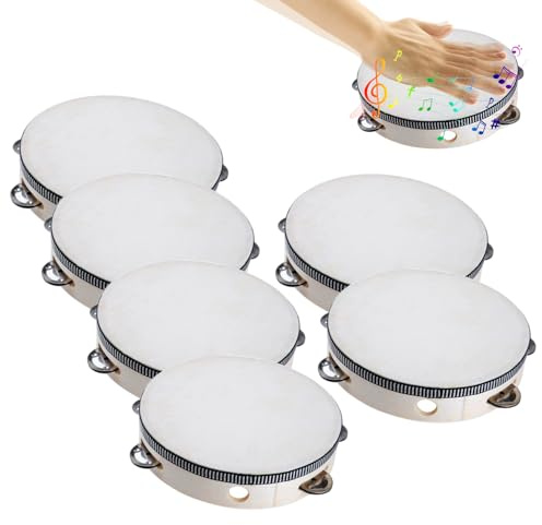 Tamburine Erwachsene - Handtrommel 15,2 cm, 6 Stück Musik-Percussion-Instrument, Pädagogisches Werkzeug für Zuhause, Schule, Freizeit-Tanz Yoga | Musik-Percussion-Instrument Freizeitversammlungen