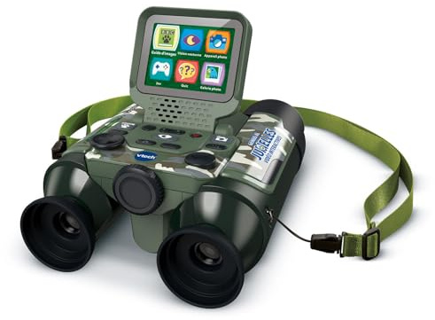 VTech Genius XL Jumelles Vidéo Interactives, Jumelles Enfant dès 5 Ans | Jumelles pour Enfant 10x21 Motif Camouflage Écran Couleur, Appareil Photo, Images de la BBC et Contenu Éducatif en Français