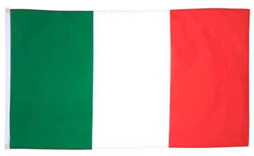 HAPZUR 1 pieza Bandera italiana grande para exterior, de poliéster con colores brillantes, para balcón, reforzada y con 2 ojales metálicos, ideal para la Copa del Mundo y decoraciones (90 x 150 cm)