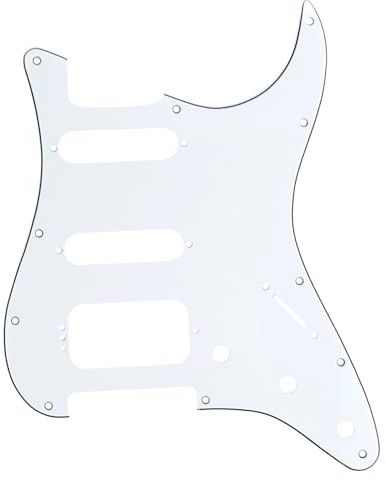 Musiclily Pro 11 Löcher Round Corner HSS ST Schlagbrett 3 lagig Weiß | für USA/Mexican Strat 4-screw Humbucking Mounting Open Pickup