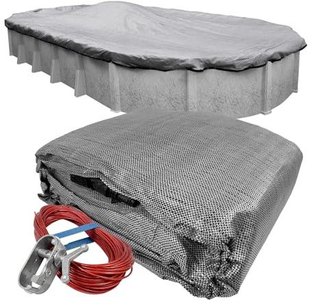 Pool Mate 401218-PM Mesh Winter Oval Überirdische Abdeckung, 3,7 x 5,5 m, Pool, 3, Grau/Schwarz