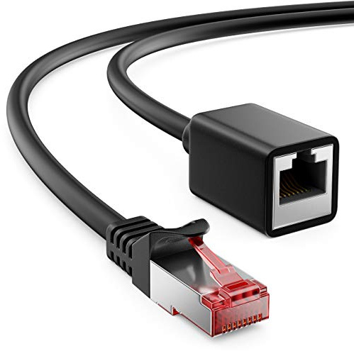 deleyCON 3,0m Cat6 LAN Patchkabel Verlängerung RJ45 S/FTP - Schwarz | RJ45 Stecker auf RJ45 Buchse, Ethernet Netzwerkkabel, Internetkabel, PiMF, 250 MHz, Kupfer