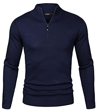 iClosam Maglione Uomo Invernale Collo Alto con Zip Giacca in Maglia Caldo