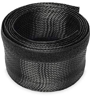 DIGITUS Tubo universal para cables 2m - Corte a medida, Cinta de gancho y bucle, Estirable, Contratación, Tejido sintético - Negro