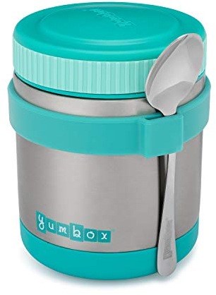 Yumbox Zuppa Thermobehälter mit breiter Öffnung, 400 ml, mit abnehmbarem Utensilienband – dreifach isolierter Edelstahl – hält heiß 6 Stunden oder kalt für 12 Stunden – auslaufsicher (Caicos Aqua)