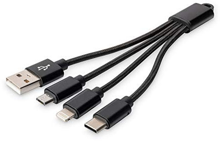 Digitus 3-in-1 Cable USB-A + Lightning + Micro USB + USB-C