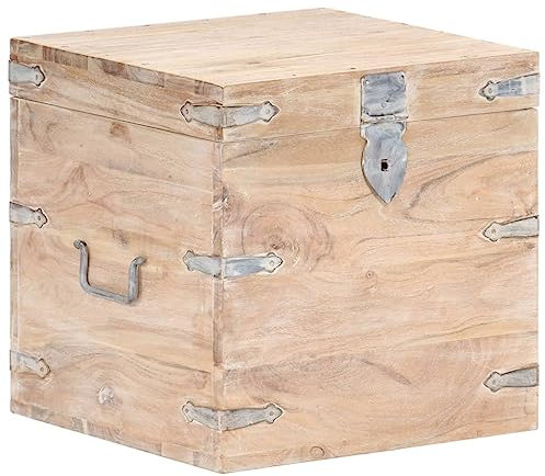 vidaXL Akazienholz Massiv Truhe Abschließbar Aufbewahrungsbox Holzkiste Nachttisch Holztruhe Nachtschrank Schatztruhe Schatzkiste 40x40x40cm