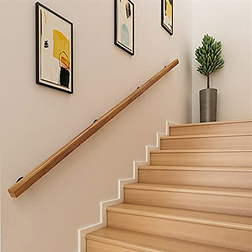 Gorssen Handlauf,Rutschfreier Haltegriff,Holz-Handlauf,Treppen Handlauf,Holz Treppe Handlauf,Handlauf für Treppen Innen Aussen,Geeignet für den Badezimmer, Treppen, Schlafzimmer Handlauf Set (600cm)